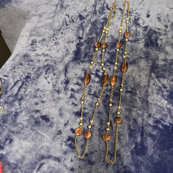 Set of 2 Beads & Metal Necklaces Purple Bronze - Picture 6 of 7